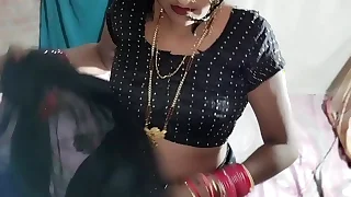 Indian xxx Desi motion picture black saree blouse petticoat and panty