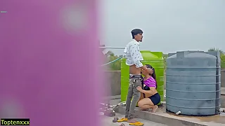 Hindi real Hot Sex at one's fingertips roof&excl; Plz Don't Cum Inside pussy